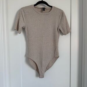 Forever 21 Beige Ribbed Bodysuit